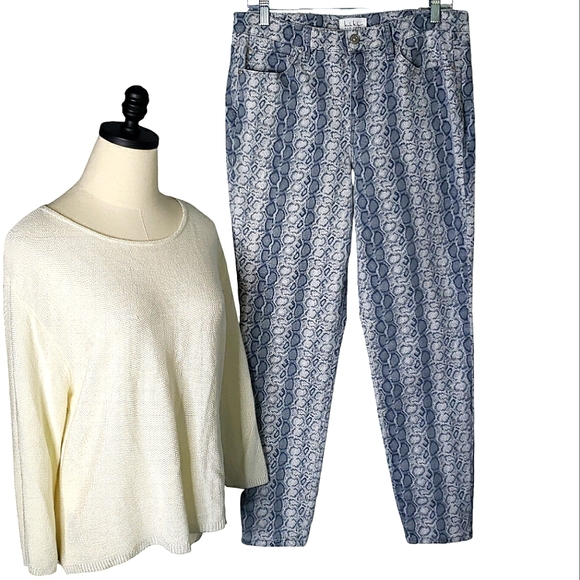 Nicole Miller Denim - Nicole Miller Soho Skinny Highrise Snake Reptile Animal Novelty Print Jeans Pant